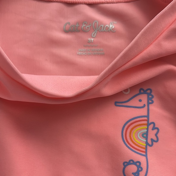 Cat & Jack Rainbow seahorse rashguard & bottoms size 3T EUC - Picture 3 of 8
